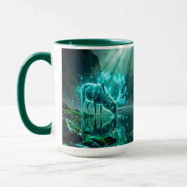 Caneca Fantasia Épica Cervo Espiritual Brilhante Lago da