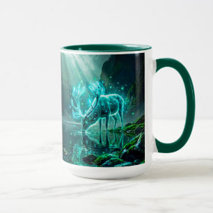 Caneca Fantasia Épica Cervo Espiritual Brilhante Lago da