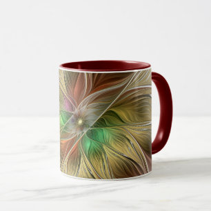 Caneca Fantasia Floral com o Dourado Abstrato moderno Fra