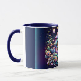 Caneca Fantasia Floral de Unicórnio em Tons Preciosos