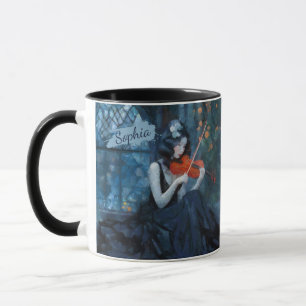 Caneca Fantasia Gótica Violinista Escuro no Jardim da Lua