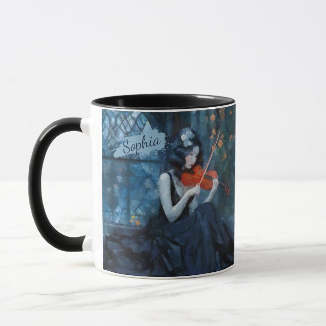 Caneca Fantasia Gótica Violinista Escuro no Jardim da Lua (Esquerda)