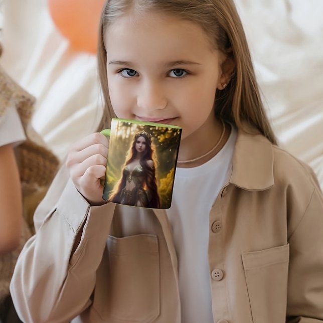 Caneca fantasia moda seca deusa da floresta adorável arte (Criador carregado)