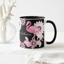 Fantasia Moderno Flamingo Rosa Preto