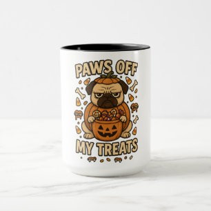 Caneca Fantasias de Halloween Pug Mal-Humorado 'Não Toque