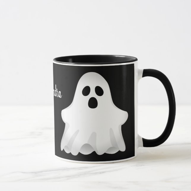 Caneca Fantasma Adorável Do Halloween Com Nome Mug (Direita)