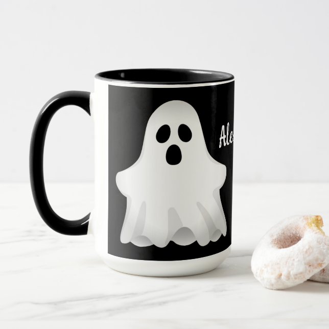 Caneca Fantasma Adorável Do Halloween Com Nome Mug (Com Donut)