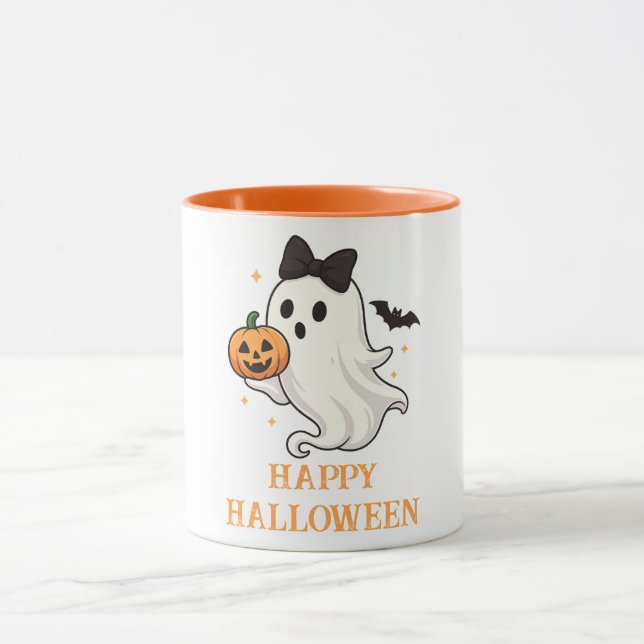 Caneca Fantasma Bonito com Arco e Pumpkin | Dia das Bruxa (Centro)