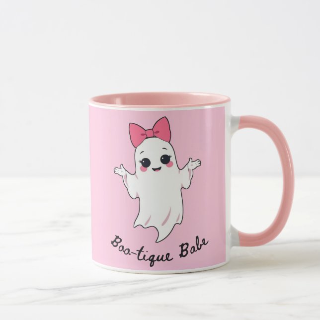 Caneca Fantasma da Garota Retro Bonita com Arco de Cabelo (Direita)