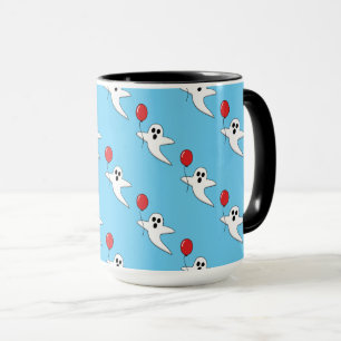 Caneca Fantasma de Cartoon Bonito com Padrão de Balão V