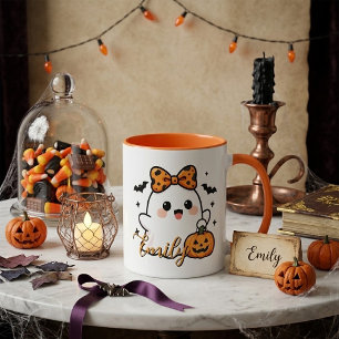 Caneca Fantasma de Halloween com Nome Personalizad