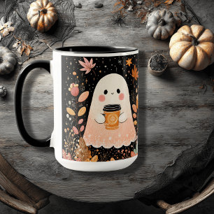 Caneca Fantasma de outono Bonito com Café de Abóbora - Qu