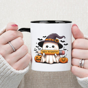 Caneca Fantasma de Professora de Halloween Fofo