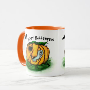 Caneca Fantasma do Halloween, Bat, Ghost e Spider