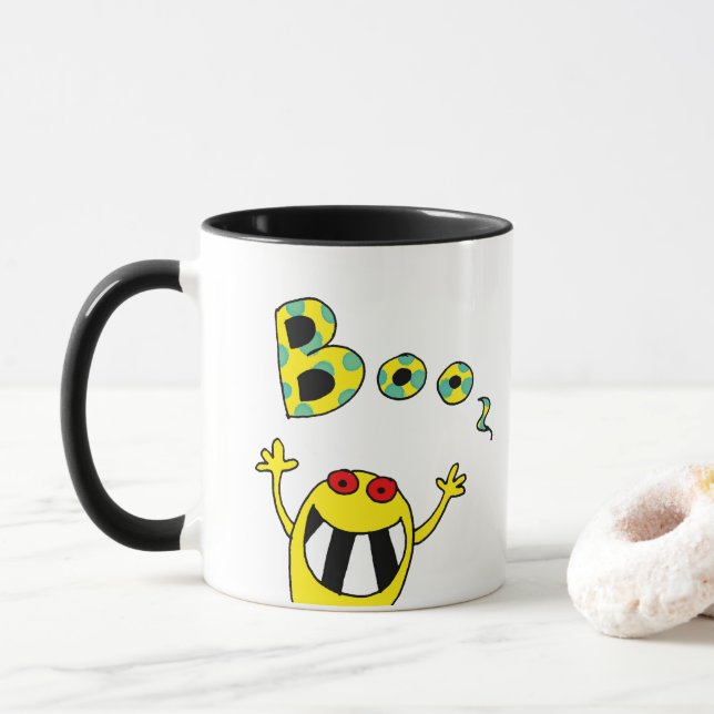 Caneca Fantasma Feliz das Halloween (Com Donut)