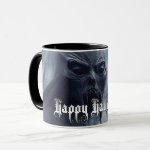 Caneca Fantasma preto em uma paisagem infernal - Hallowee