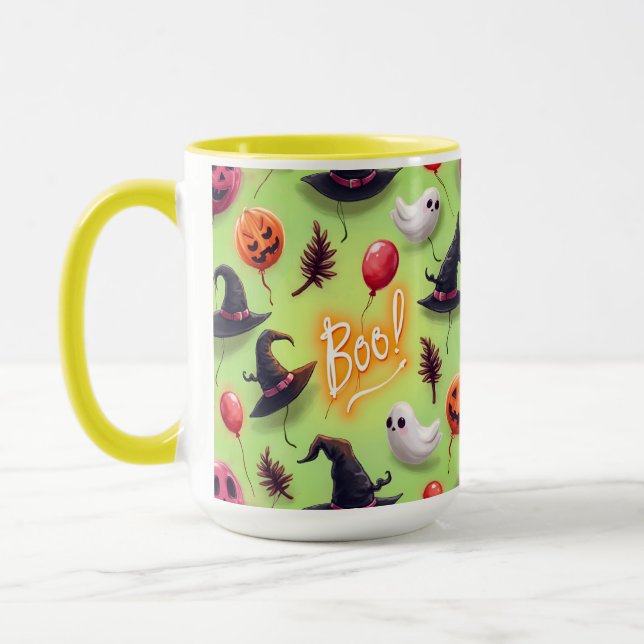 Caneca Fantasmas e Balões, Halloween, por Natasha Us (Esquerda)