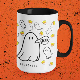 Caneca Fantasmas e Candy Corn - Nome Personalizado