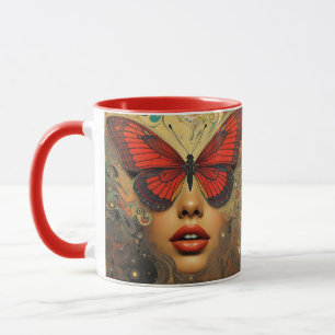 Caneca Fantasy Abstrato Bonito Borboletas Olhos