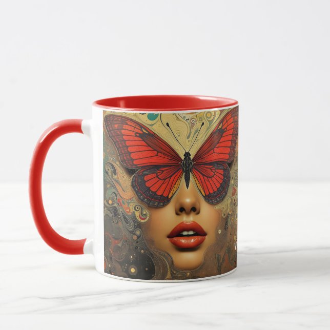 Caneca Fantasy Abstrato Bonito Borboletas Olhos (Esquerda)