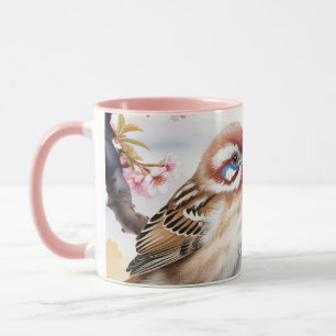 Caneca Fantasy Blossom de Ave Chinês Bonito