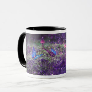 Caneca Fantasy Butflies & Mushroom Trabalho de arte