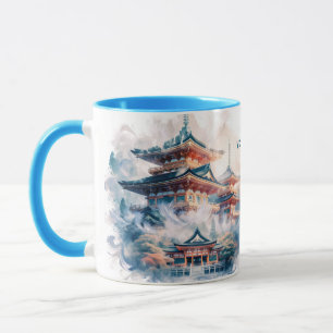 Caneca Fantasy Cujo Templo Japonês Watercolor