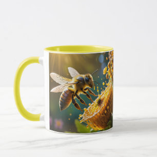 Caneca Fantasy Cute Bee Flowers Sun