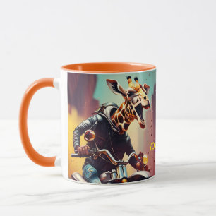 Caneca Fantasy Cute Giraffe Riding Bike