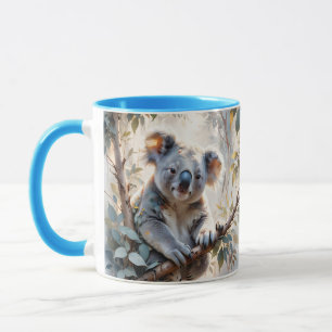 Caneca Fantasy Cute Koala Tree Watercolor