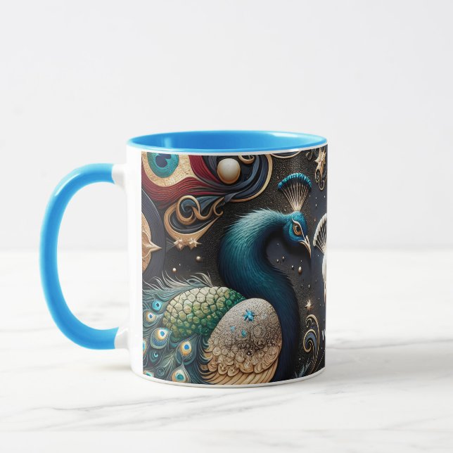 Caneca Fantasy Cute Peacocks Crescent Feeds (Esquerda)