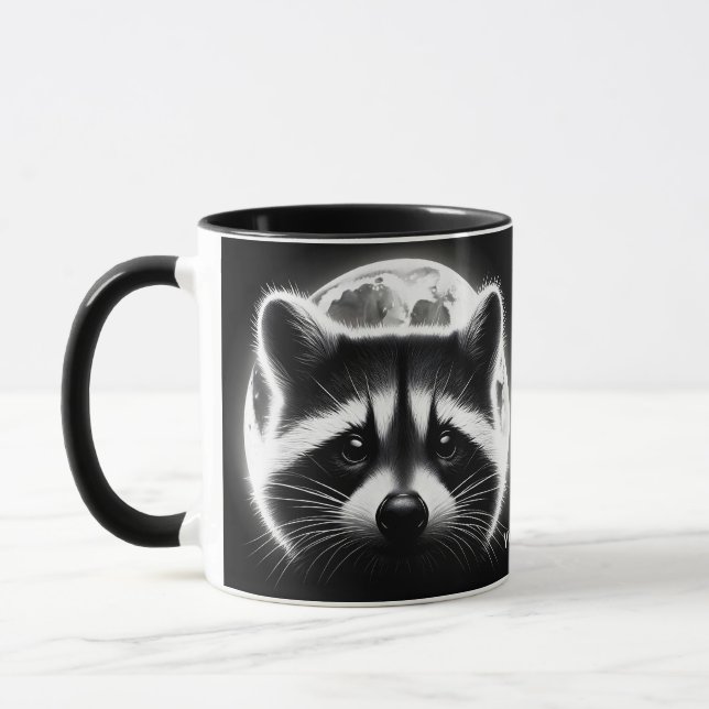 Caneca Fantasy Cute Racoon Face Moon (Esquerda)