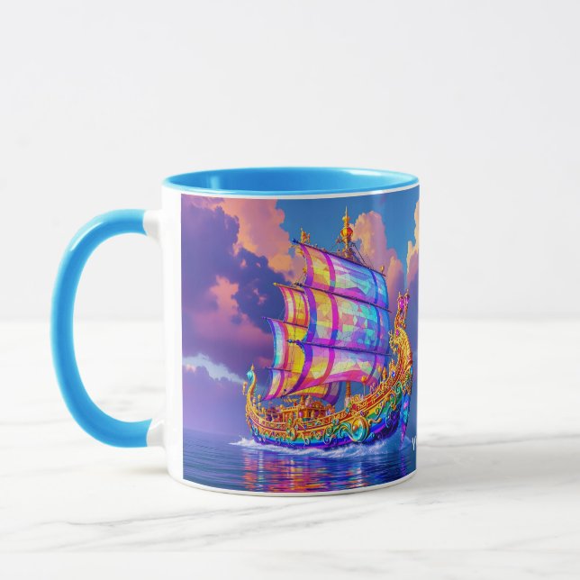 Caneca Fantasy Cute Rainbow Colors Ship (Esquerda)