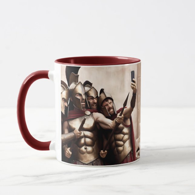 Caneca Fantasy Cute Spartan Warriors Selfie (Esquerda)