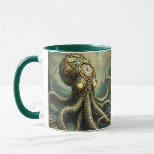 Caneca Fantasy Cute Steampunk Clock Kraken (Esquerda)