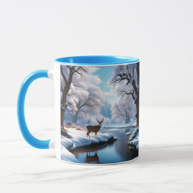 Caneca Fantasy Cute Vivid Deer Winter River (Esquerda)