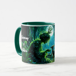 Caneca Fantasy woodland goddess and gentle deer art