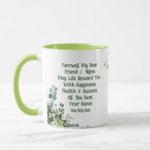 Caneca Farewell Deixando Mug Adicionar Mensagem de Poema