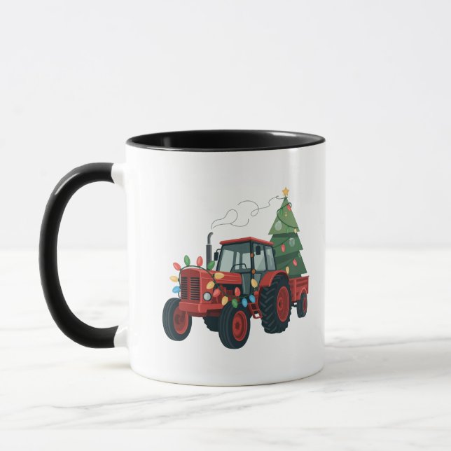 Caneca Farmer Tractor Xmas Lighting Tractor Christmas   (Esquerda)