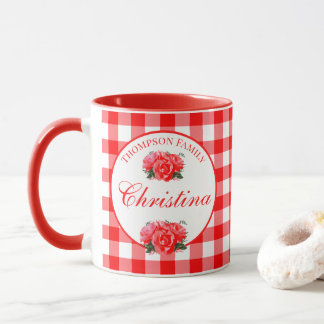 Caneca Farmhouse Country Red Gingham Combo Mug