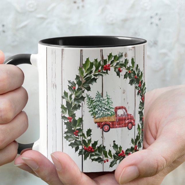 Caneca Farmhouse Russo - Caminhão Vermelho de Madeira em  (Criador carregado)