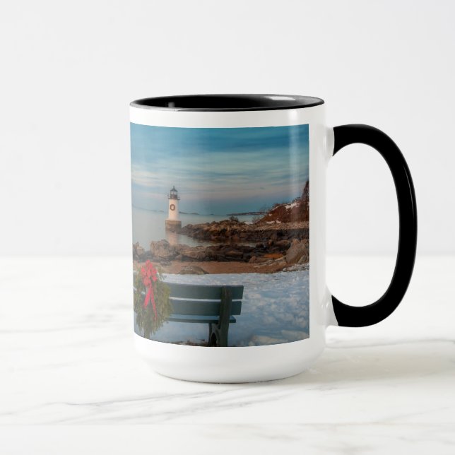 Caneca Farol da Ilha de inverno de Salem no Natal (Direita)