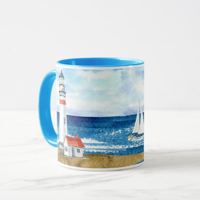 Caneca Farol de Aquarela (Frente Esquerda)