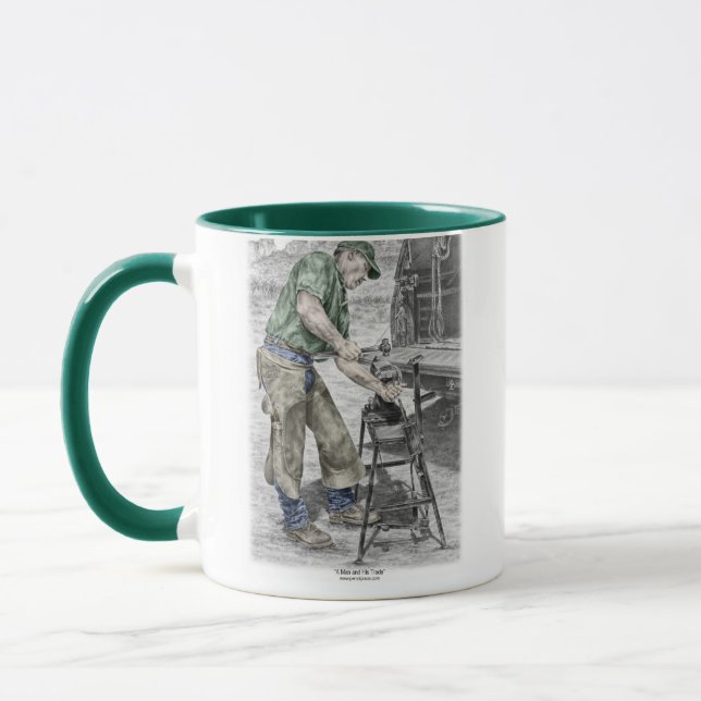 Caneca Farrier Blacksmith Usando Anvil (Esquerda)