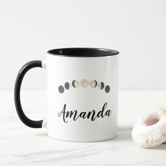 Caneca Fases da Lua Simples Elegante (Com Donut)