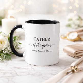Caneca Father of the Groom Black and White Personalized