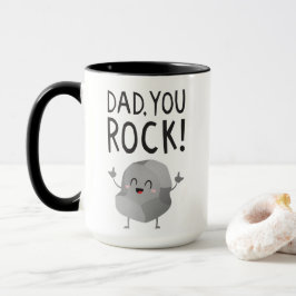 Caneca Fathers Day gift Dad, you rock! Cool Funny Kawaii