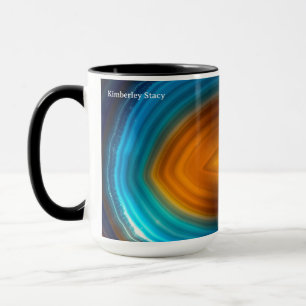Caneca Fatia de Ágata Azul Moderna Dourada
