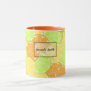 Caneca Fatias de laranja, limão, lima personalizadas