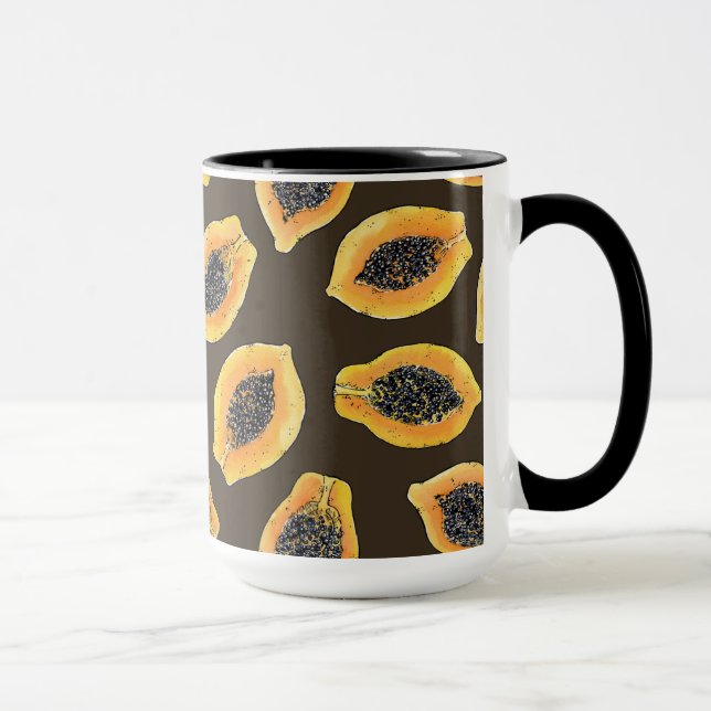 Caneca Fatias de Papaya em castanho escuro (Direita)